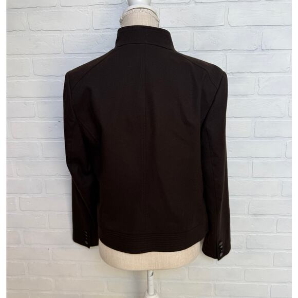 Talbots Women's Brown Wool Military Style Italy Lightweight Jacket sz 8 - Picture 3 of 8